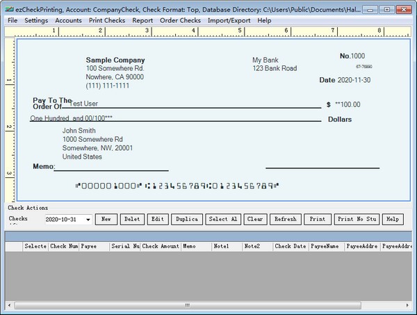 ezCheckPrinting(小型企业支票打印软件)