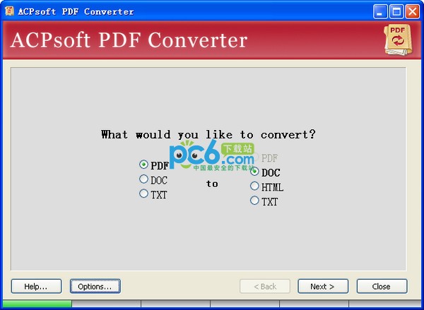 PDF转换成DOC、HTML、TXT转换器(ACPsoft PDF Converter)